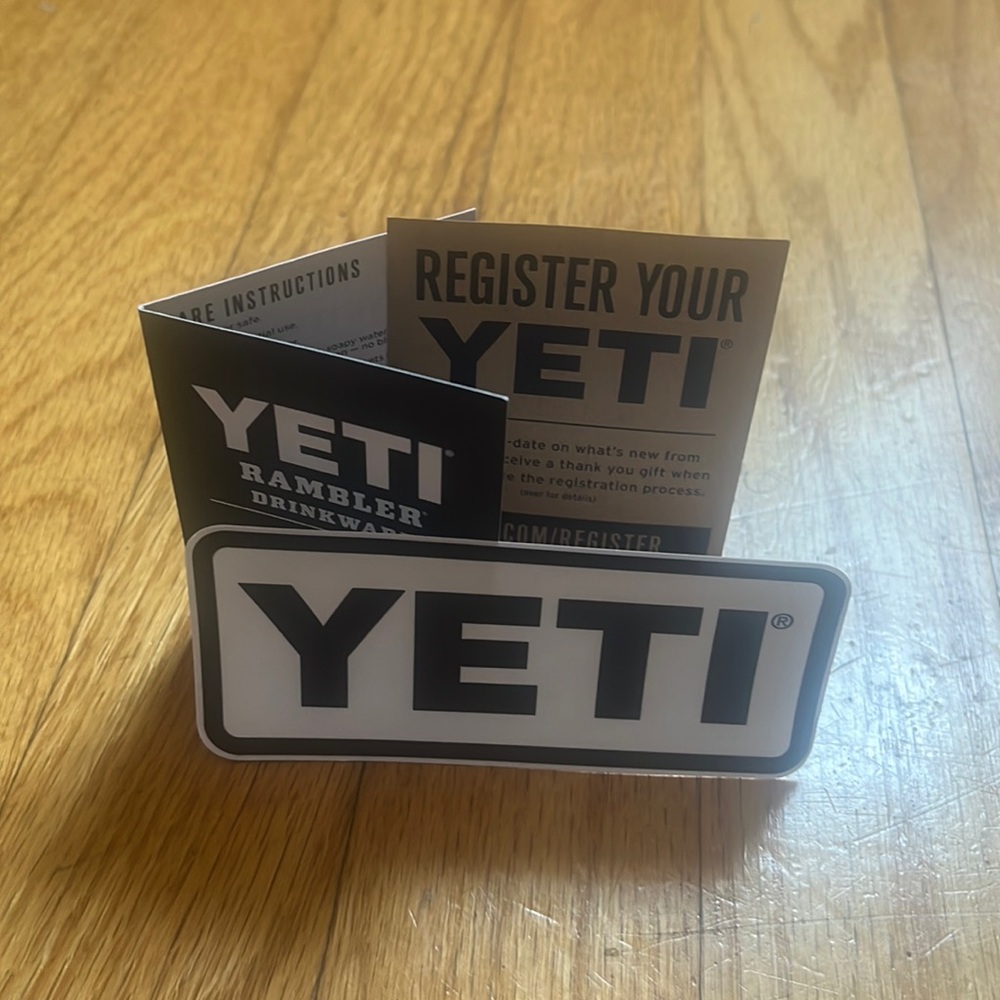 Yeti sticker and tag set